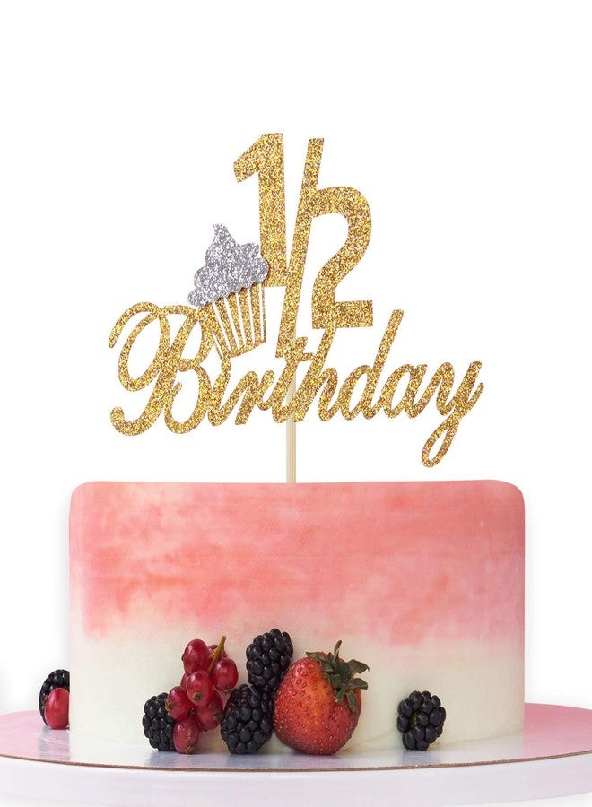 فيستيكو زينة كعكة عيد الميلاد النصفية اللامعة من فيستيكو® لحفلة عيد ميلاد الطفل نصف السنة، 6 أشهر، عيد الميلاد الأول، زينة حفلات الذكرى السنوية النصفية (ذهبي وفضي) - Image 1